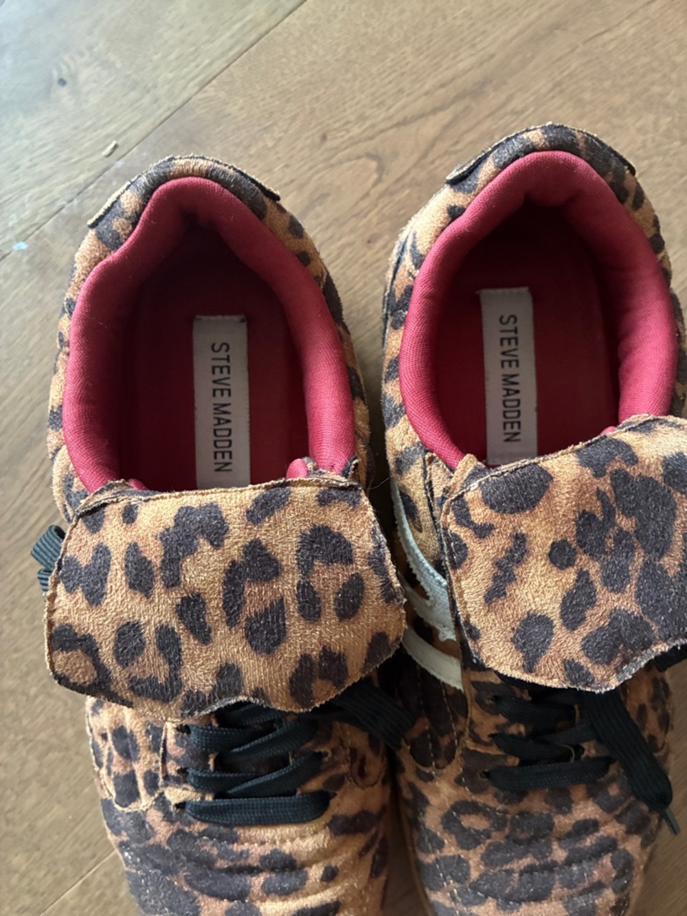 Steve Madden Leopard Print Sneakers with Pink Liner - Picture 2 of 6